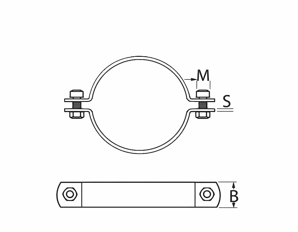 Paslanmaz düz kelepçe teknik çizim